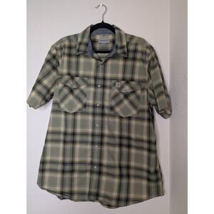 Carhartt Relaxed Fit Tee Plaid Pearl Snap Button Men's Sz L